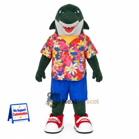 Shark Mascot Costume - Hawaiian Shirt for Aquarium Events Shark Mascot Costume - Hawaiian Shirt for Aquarium Events