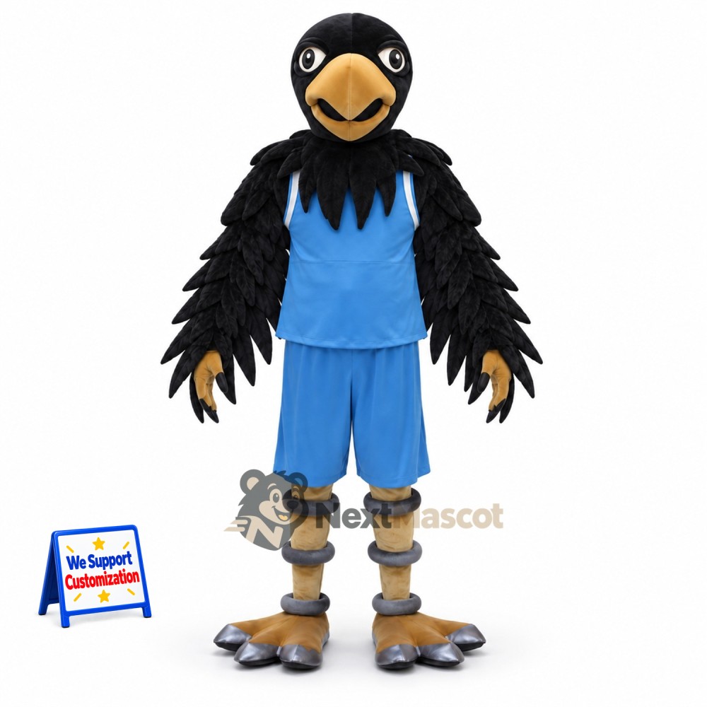 Bird Mascot Costume - Black, Blue Uniform