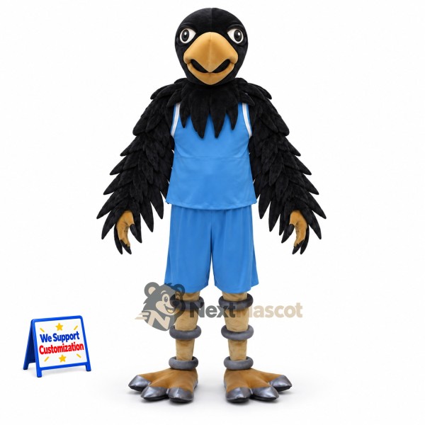 Bird Mascot Costume - Black, Blue Uniform
