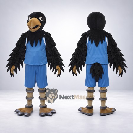 Bird Mascot Costume - Black, Blue Uniform