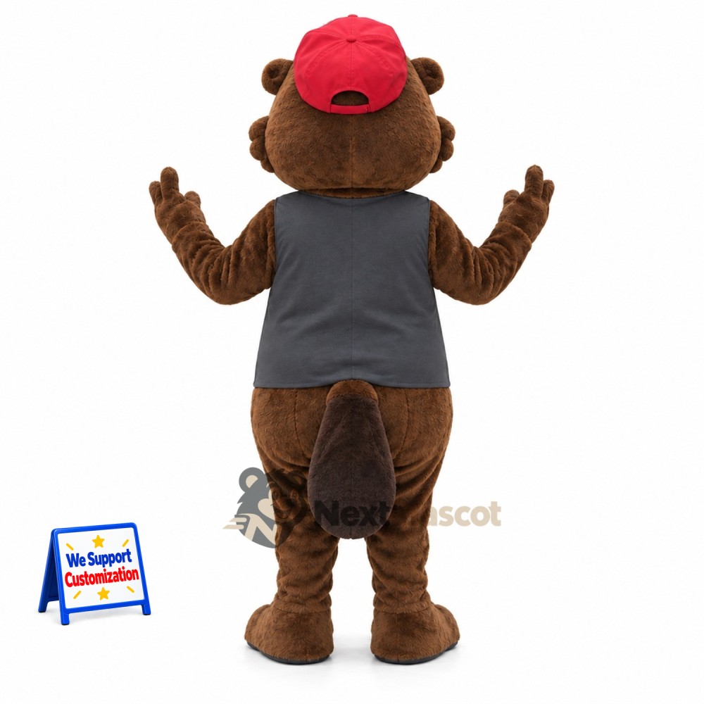 Beaver Mascot Costume - Red Cap Beaver Mascot Costume - Red Cap