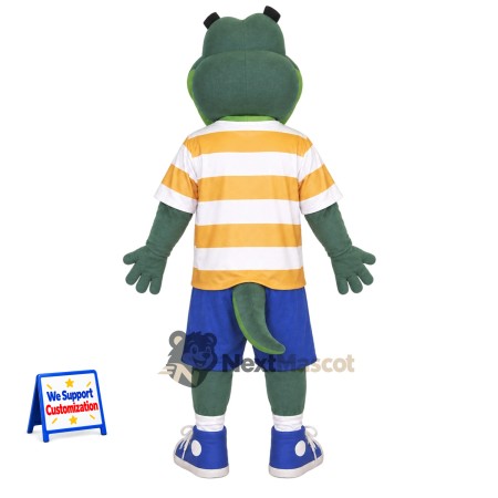Crocodile Mascot Costume - Striped Shirt for Parades Crocodile Mascot Costume - Striped Shirt for Parades
