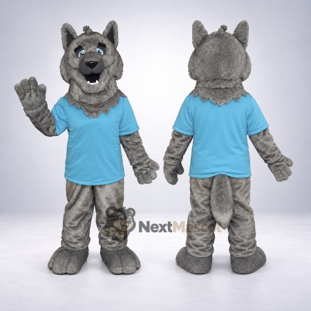 Wolf Mascot Costume - Blue Shirt Wolf Mascot Costume - Blue Shirt