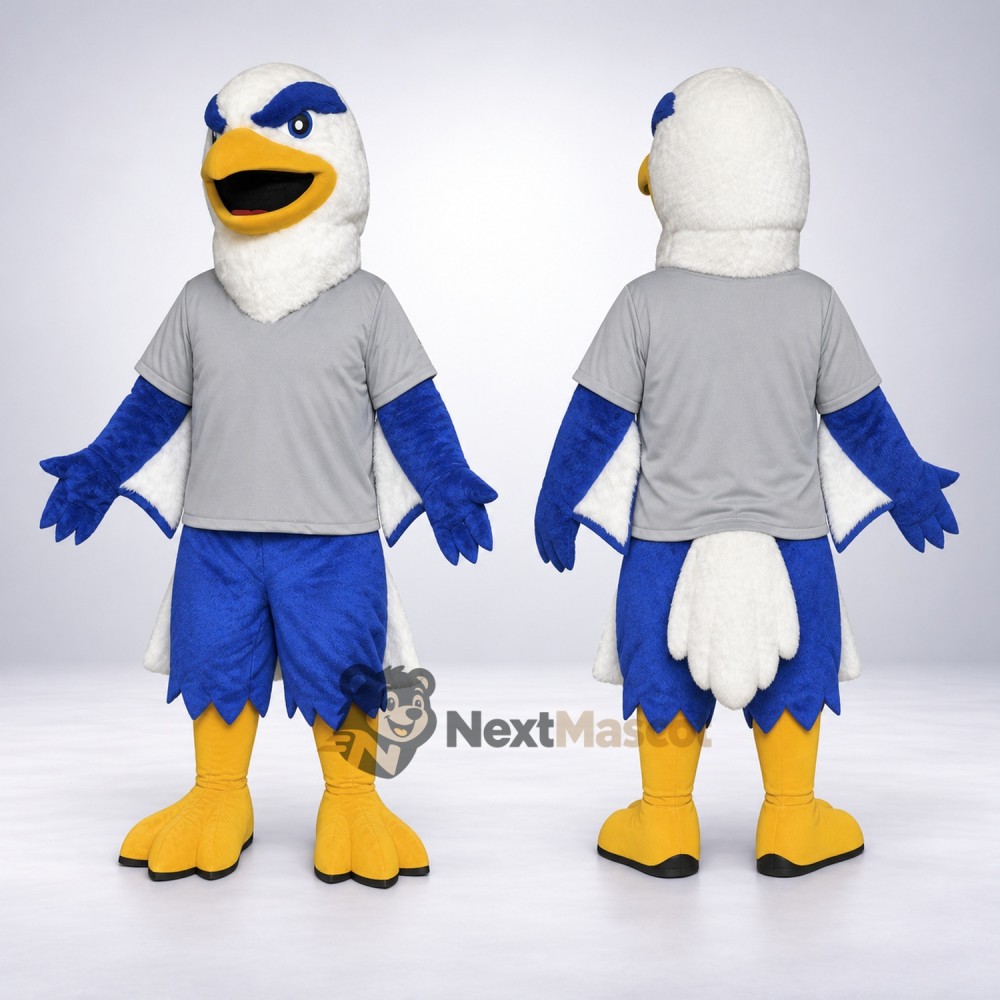 Eagle Mascot Costume - Blue, Gray Shirt Eagle Mascot Costume - Blue, Gray Shirt