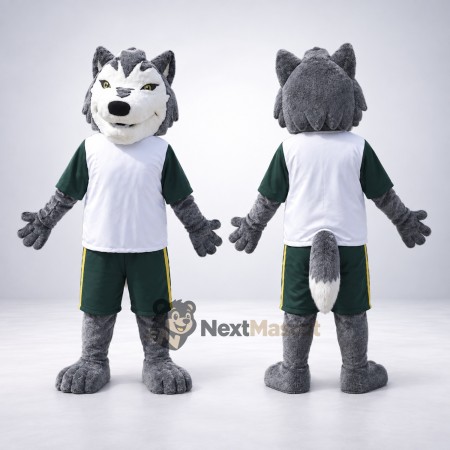 Wolf Mascot Costume - White and Green Uniform Wolf Mascot Costume - White and Green Uniform
