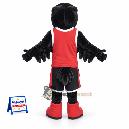 Falcon Mascot Costume - Black, Red Vest