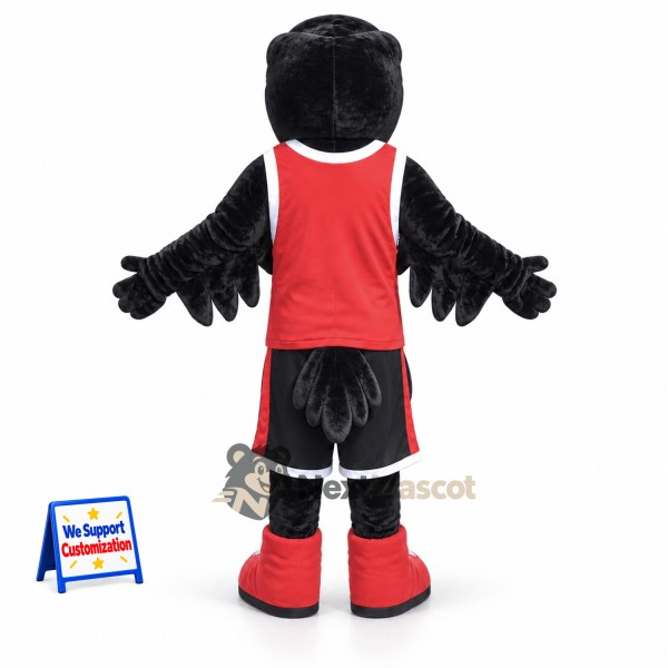 Falcon Mascot Costume - Black, Red Vest Falcon Mascot Costume - Black, Red Vest