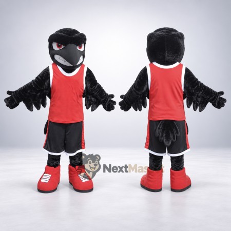 Falcon Mascot Costume - Black, Red Vest