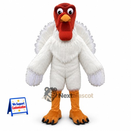 Turkey Mascot Costume - White Turkey Mascot Costume - White