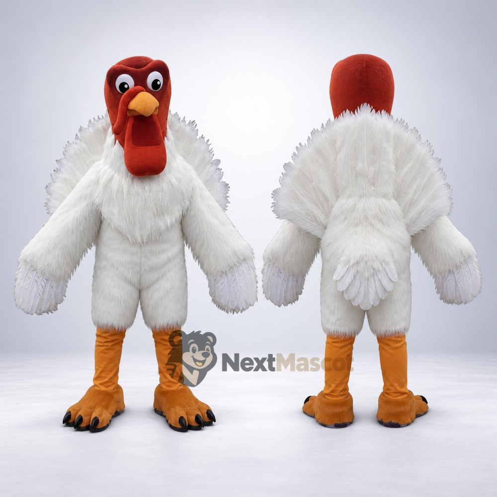 Turkey Mascot Costume - White Turkey Mascot Costume - White
