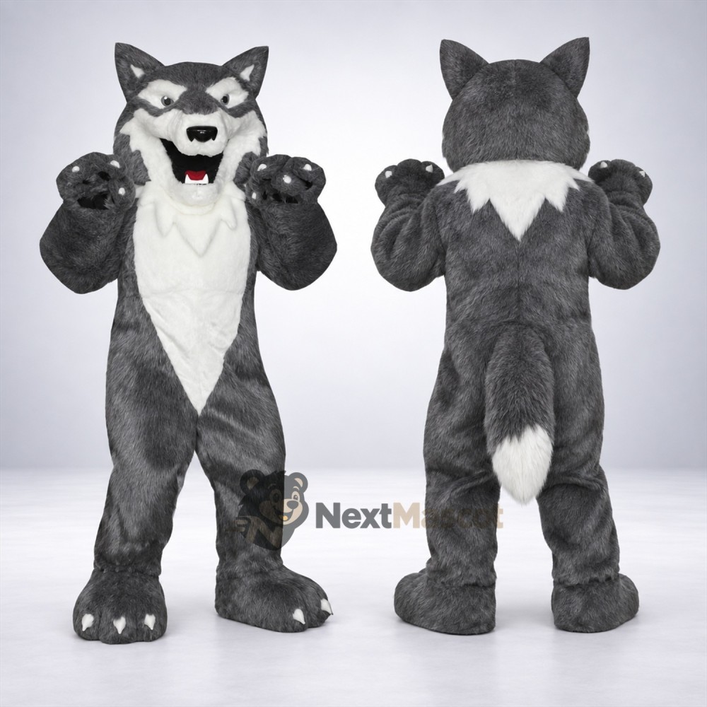 Wolf Mascot Costume - Gray for Family Festivals Wolf Mascot Costume - Gray for Family Festivals
