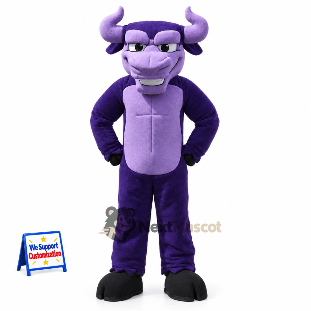 Bull Mascot Costume - Purple