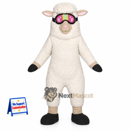 Sheep Mascot Costume - White, Sunglasses