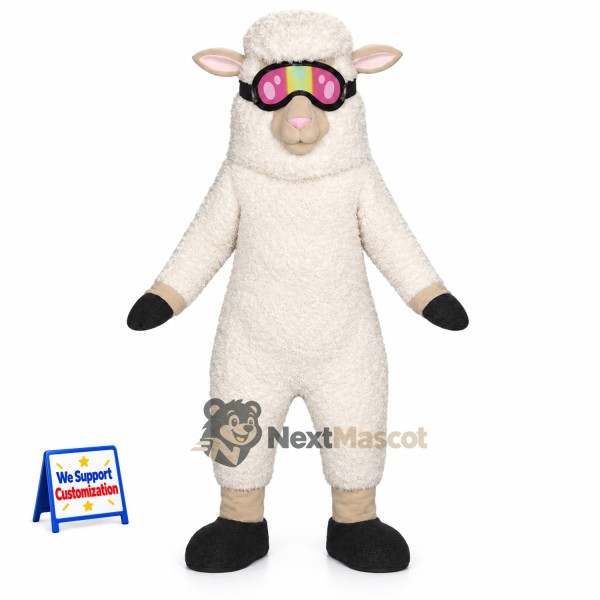 Sheep Mascot Costume - White, Sunglasses