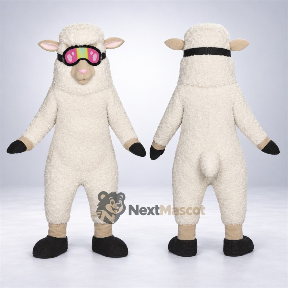 Sheep Mascot Costume - White, Sunglasses