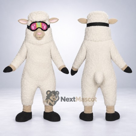 Sheep Mascot Costume - White, Sunglasses