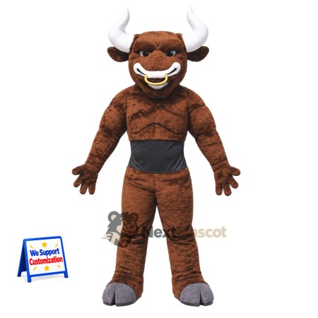 Bull Mascot Costume - Muscular, Brown Bull Mascot Costume - Muscular, Brown