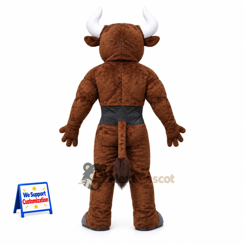 Bull Mascot Costume - Muscular, Brown Bull Mascot Costume - Muscular, Brown