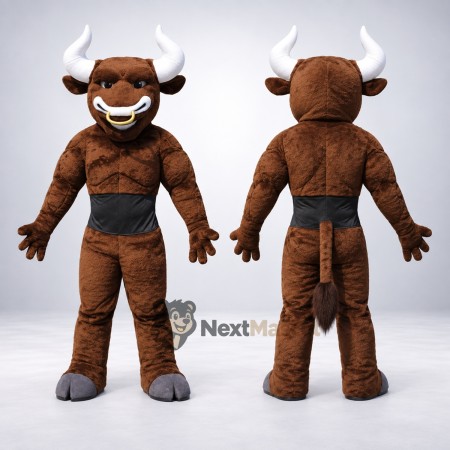 Bull Mascot Costume - Muscular, Brown Bull Mascot Costume - Muscular, Brown