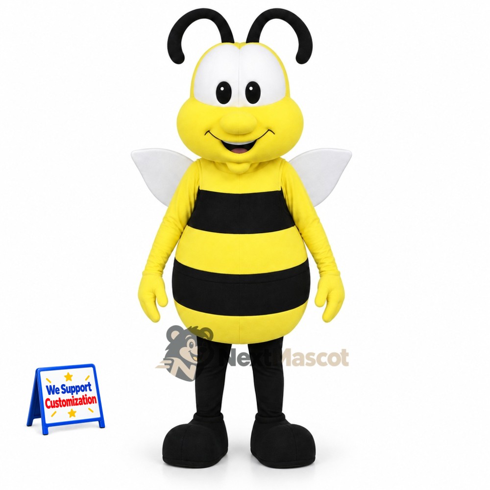 Bee Mascot Costume - Yellow, White Wings and Black Legs Bee Mascot Costume - Yellow, White Wings and Black Legs
