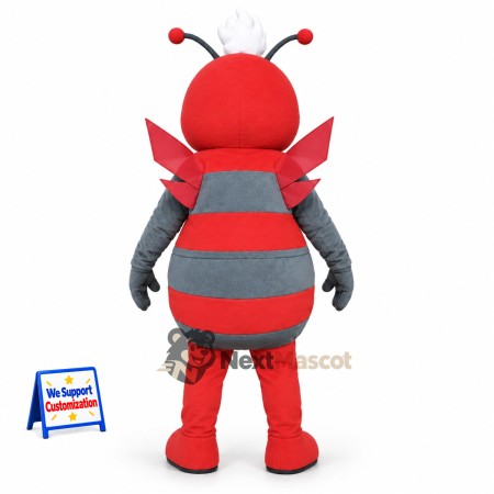 Bee Mascot Costume - Red and Gray, White Hair Bee Mascot Costume - Red and Gray, White Hair