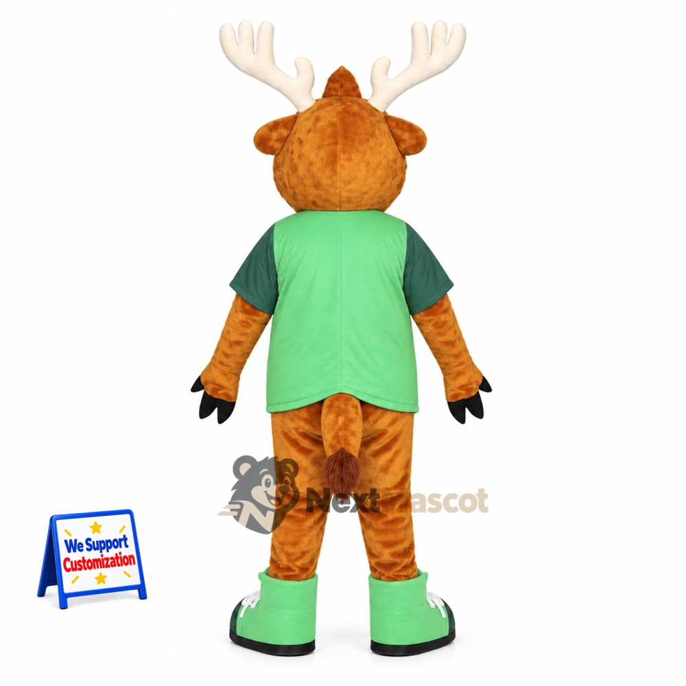 Moose Mascot Costume - Green Shirt