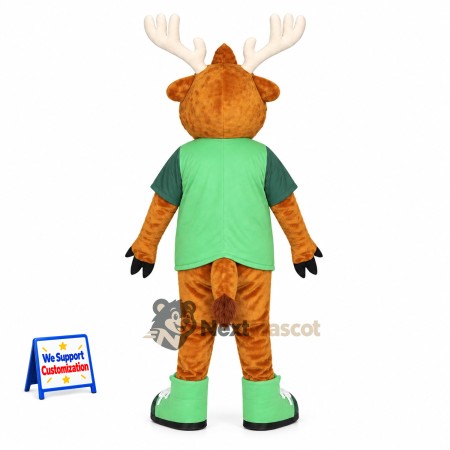 Moose Mascot Costume - Green Shirt