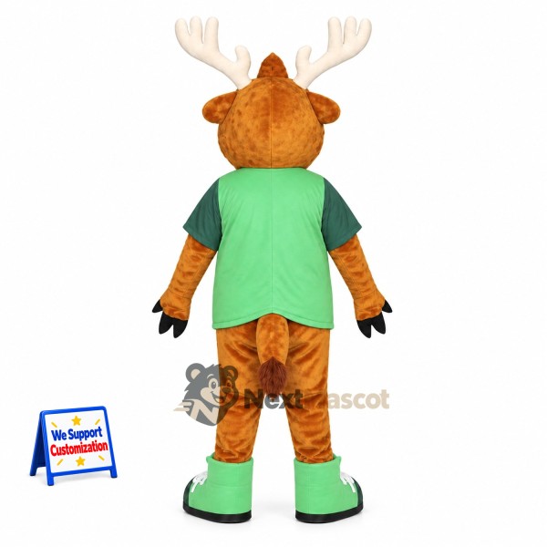 Moose Mascot Costume - Green Shirt Moose Mascot Costume - Green Shirt