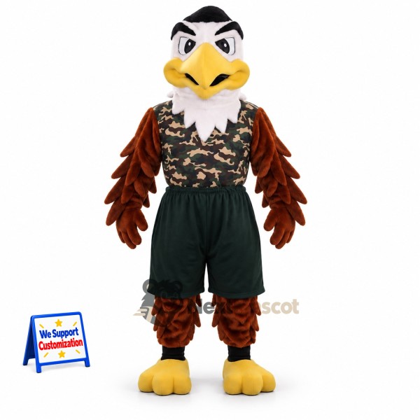 Eagle Mascot Costume - Brown, Patterned Vest