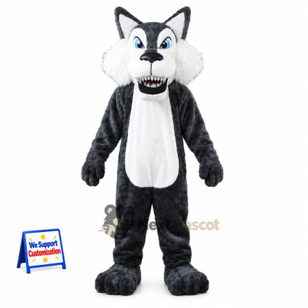 Wolf Mascot Costume - Black and White for School Spirit Wolf Mascot Costume - Black and White for School Spirit