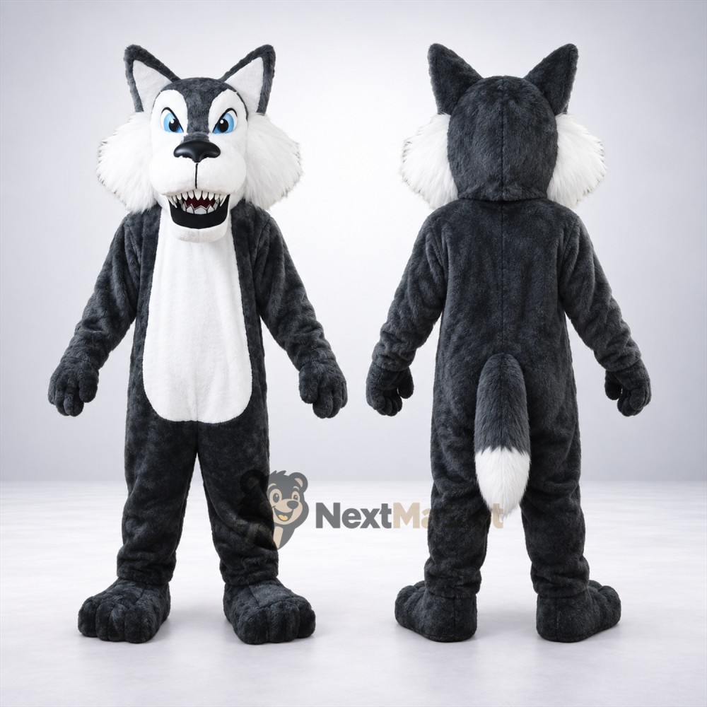 Wolf Mascot Costume - Black and White for School Spirit Wolf Mascot Costume - Black and White for School Spirit