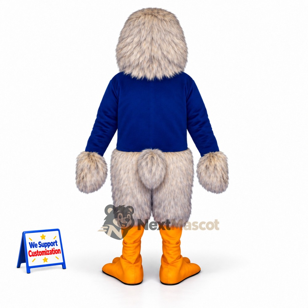 Bird Mascot Costume - Gray, Blue Shirt for Parades Bird Mascot Costume - Gray, Blue Shirt for Parades