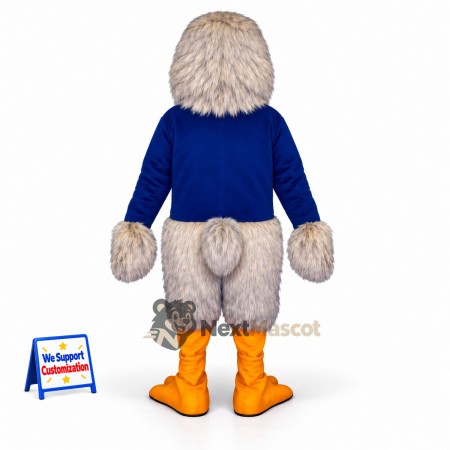 Bird Mascot Costume - Gray, Blue Shirt for Parades Bird Mascot Costume - Gray, Blue Shirt for Parades