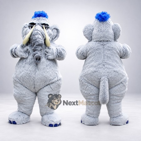Elephant Mascot Costume - Gray, Blue Hat for Parades Elephant Mascot Costume - Gray, Blue Hat for Parades