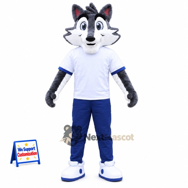Wolf Mascot Costume - White Shirt