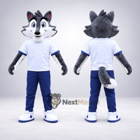 Wolf Mascot Costume - White Shirt Wolf Mascot Costume - White Shirt