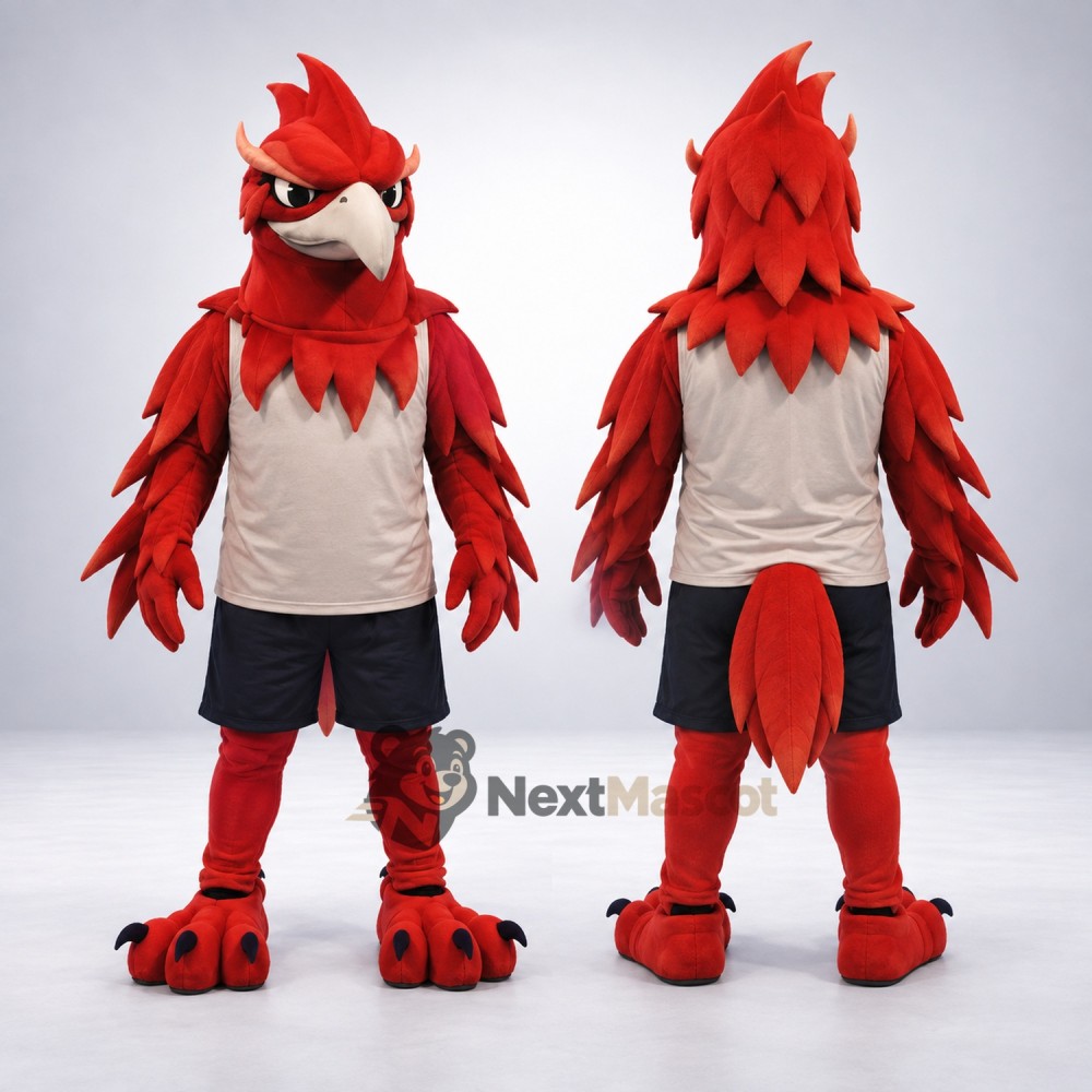 Eagle Mascot Costume - Red, White Shirt for School Events Eagle Mascot Costume - Red, White Shirt for School Events