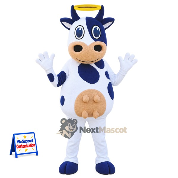 Cow Mascot Costume - Spotted, Blue Outfit