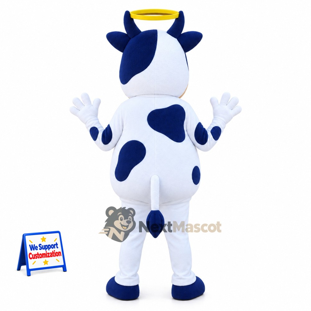 Cow Mascot Costume - Spotted, Blue Outfit Cow Mascot Costume - Spotted, Blue Outfit