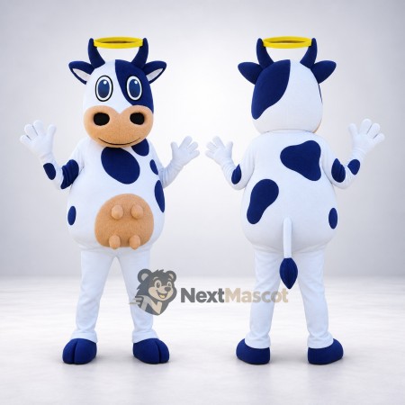 Cow Mascot Costume - Spotted, Blue Outfit Cow Mascot Costume - Spotted, Blue Outfit
