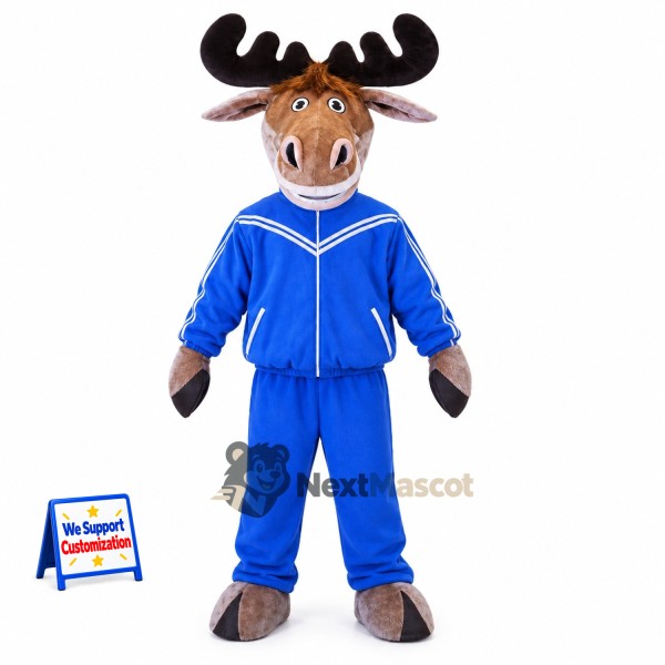 Moose Mascot Costume - Blue Tracksuit