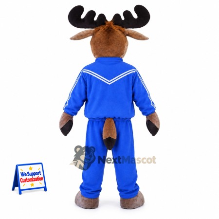 Moose Mascot Costume - Blue Tracksuit Moose Mascot Costume - Blue Tracksuit