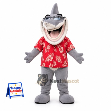 Shark Mascot Costume - Hawaiian Shirt Shark Mascot Costume - Hawaiian Shirt