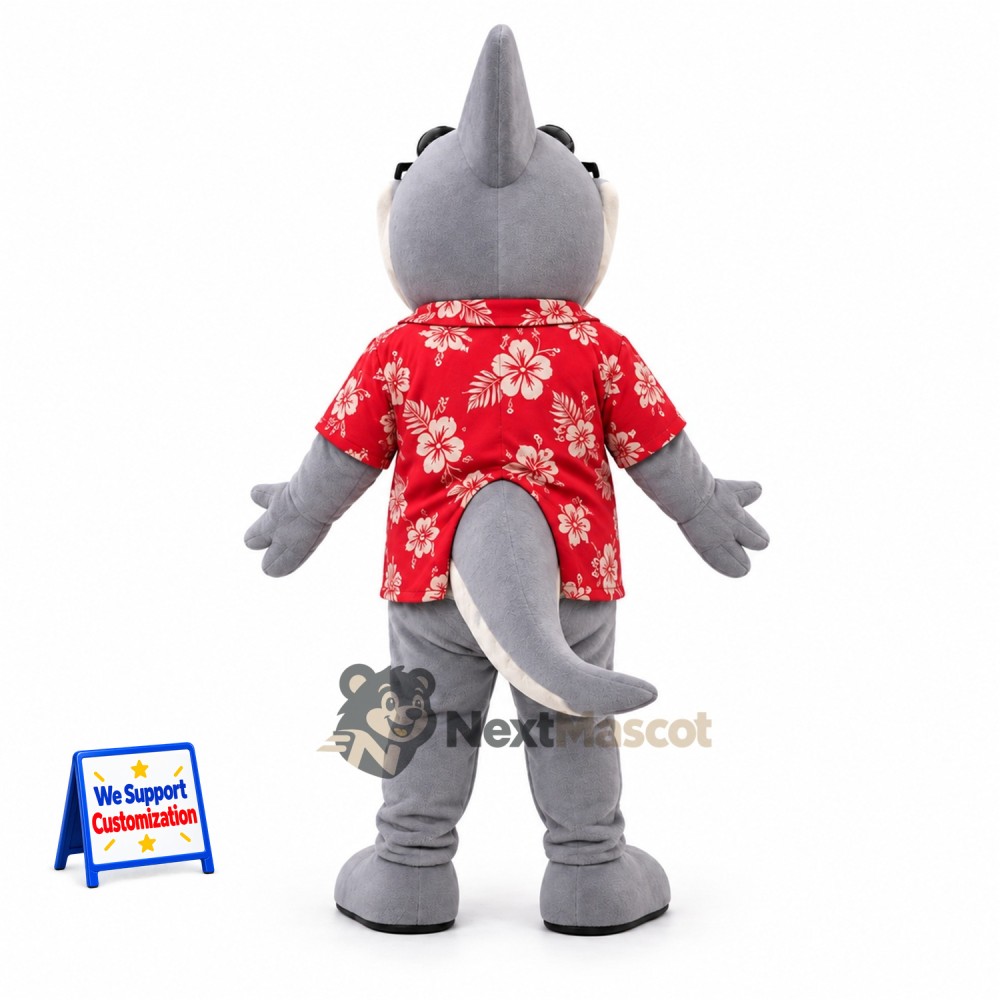 Shark Mascot Costume - Hawaiian Shirt Shark Mascot Costume - Hawaiian Shirt