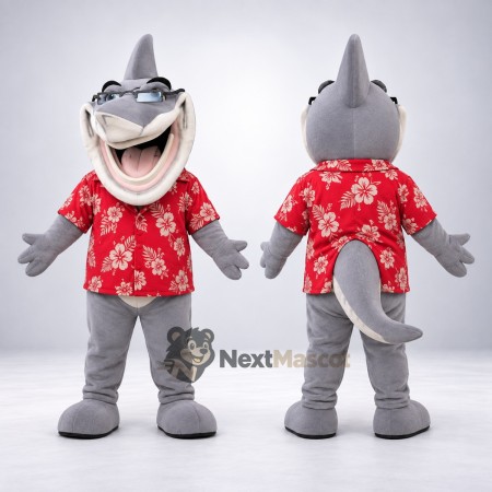Shark Mascot Costume - Hawaiian Shirt Shark Mascot Costume - Hawaiian Shirt