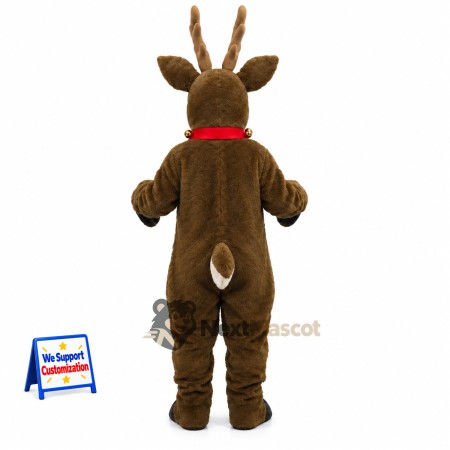 Deer Mascot Costume - Brown, Red Collar for Parades Deer Mascot Costume - Brown, Red Collar for Parades