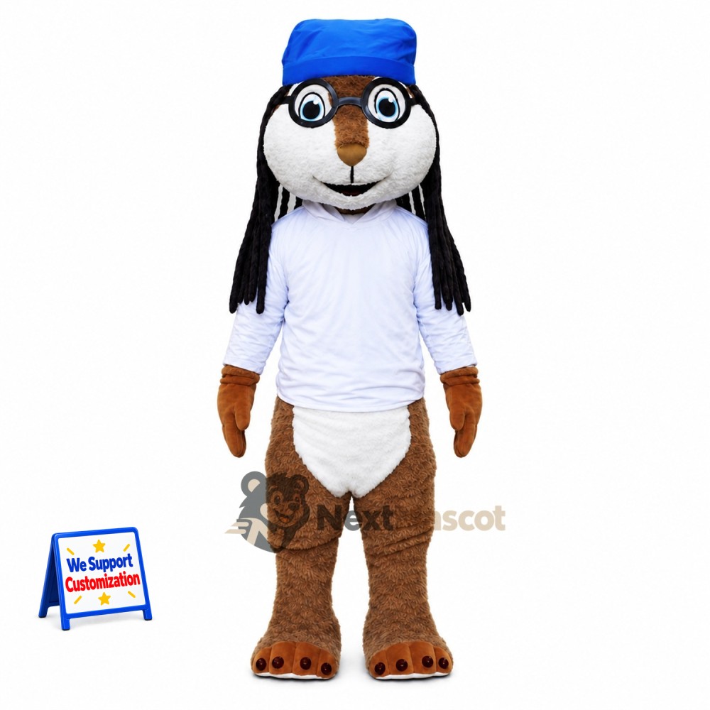 Dog Mascot Costume - Brown, White Shirt and Cap Dog Mascot Costume - Brown, White Shirt and Cap