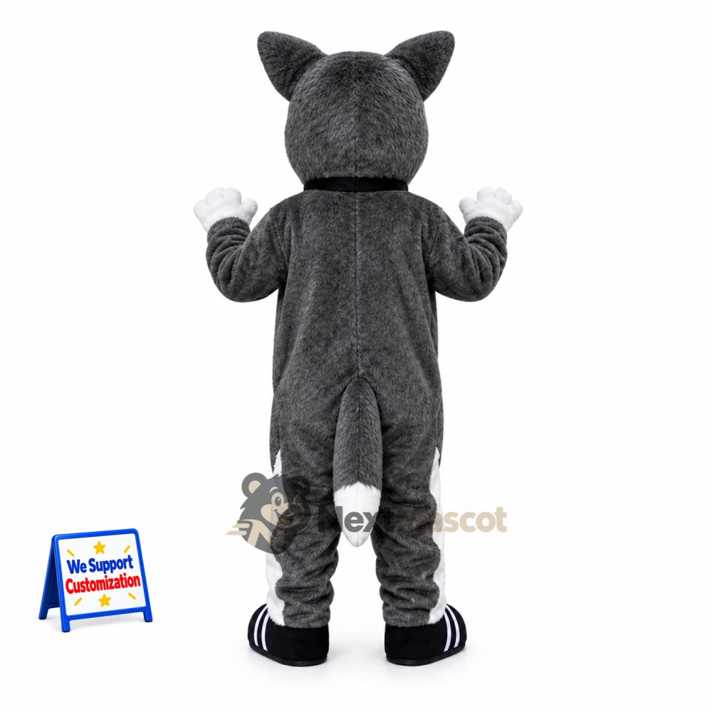 Husky Mascot Costume - Gray, Bow Tie for School Events Husky Mascot Costume - Gray, Bow Tie for School Events