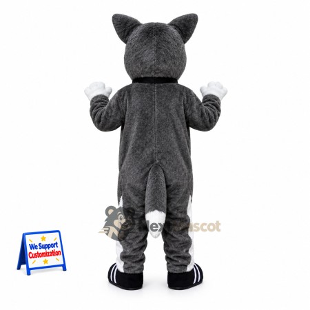 Husky Mascot Costume - Gray, Bow Tie for School Events Husky Mascot Costume - Gray, Bow Tie for School Events