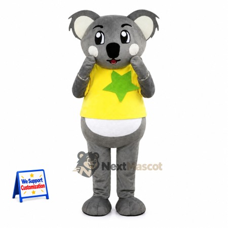 Koala Mascot Costume - Yellow Shirt for School Events Koala Mascot Costume - Yellow Shirt for School Events